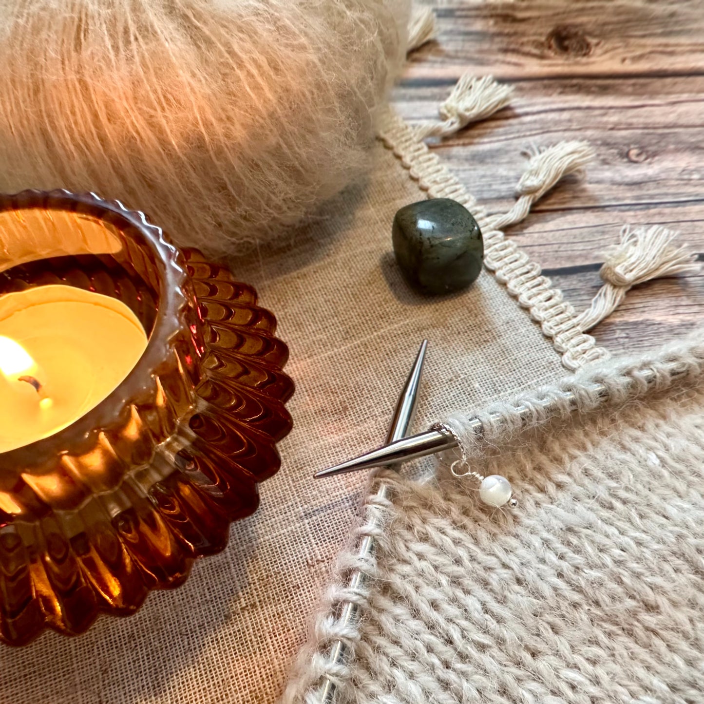 Mother of Pearl Silver Stitch Marker