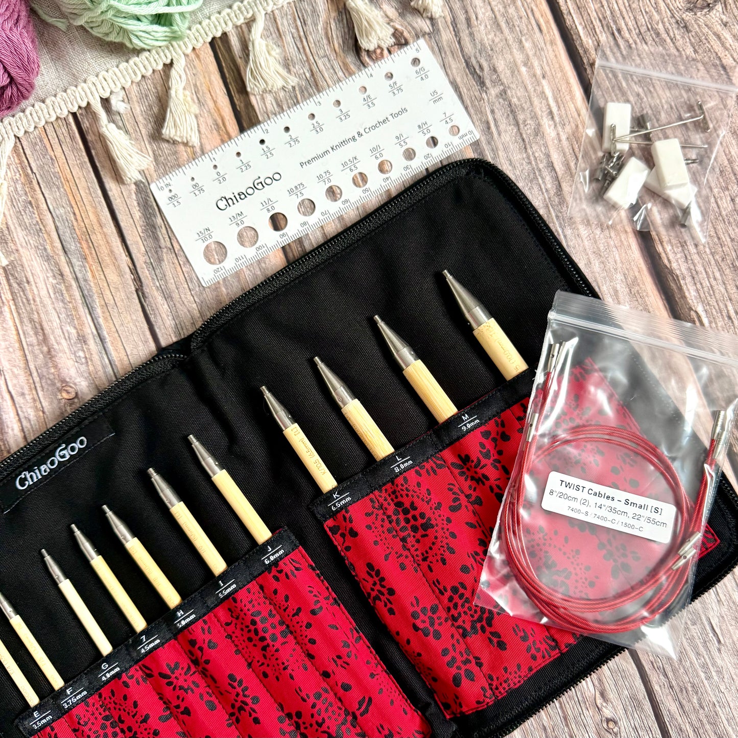 Chiaogoo T-SPIN Tunisian Crochet Hook Set: Bamboo Interchangeable Crochet Hooks