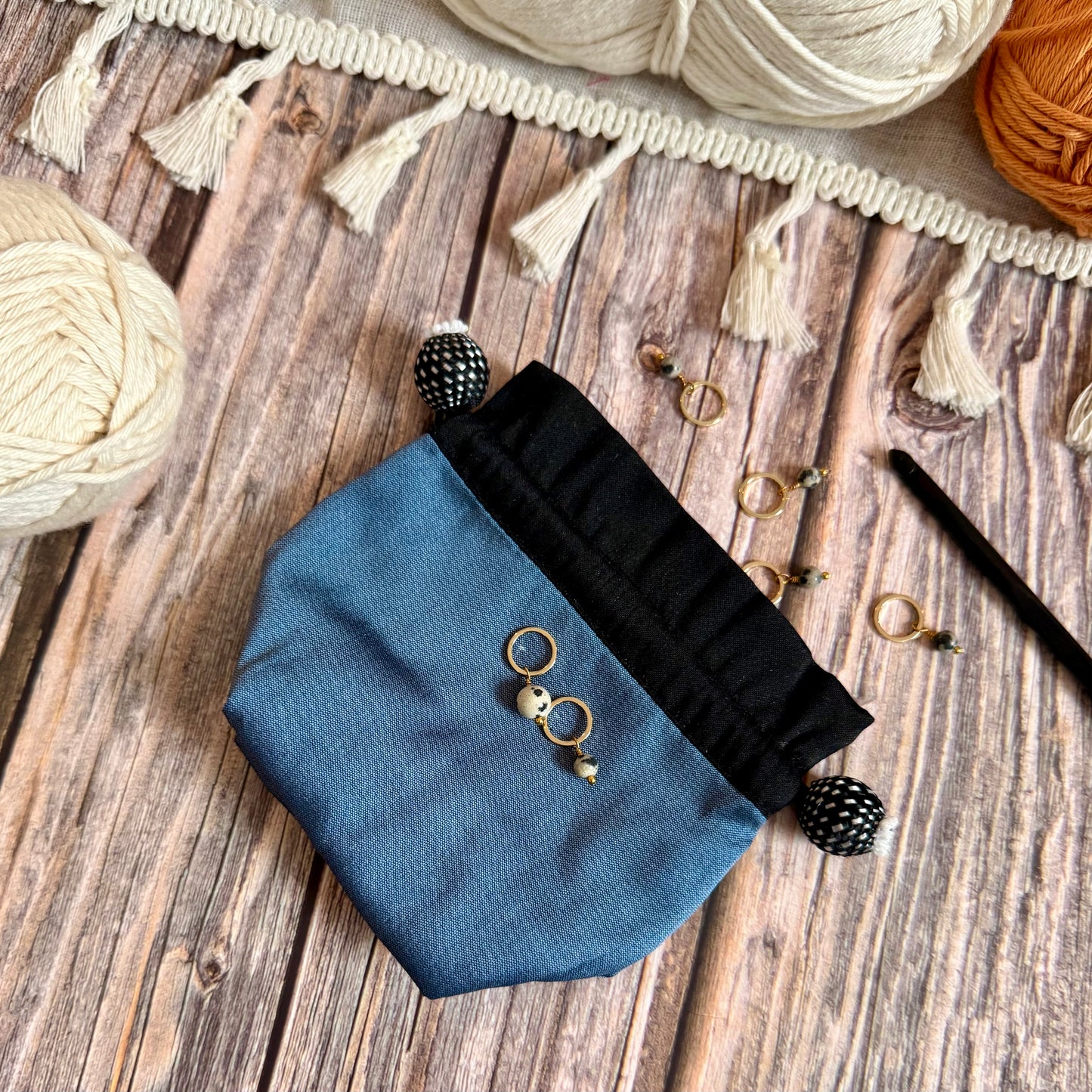 Lantern Moon Stitch Marker Pouch: Silk Blend Available in 4 Colours