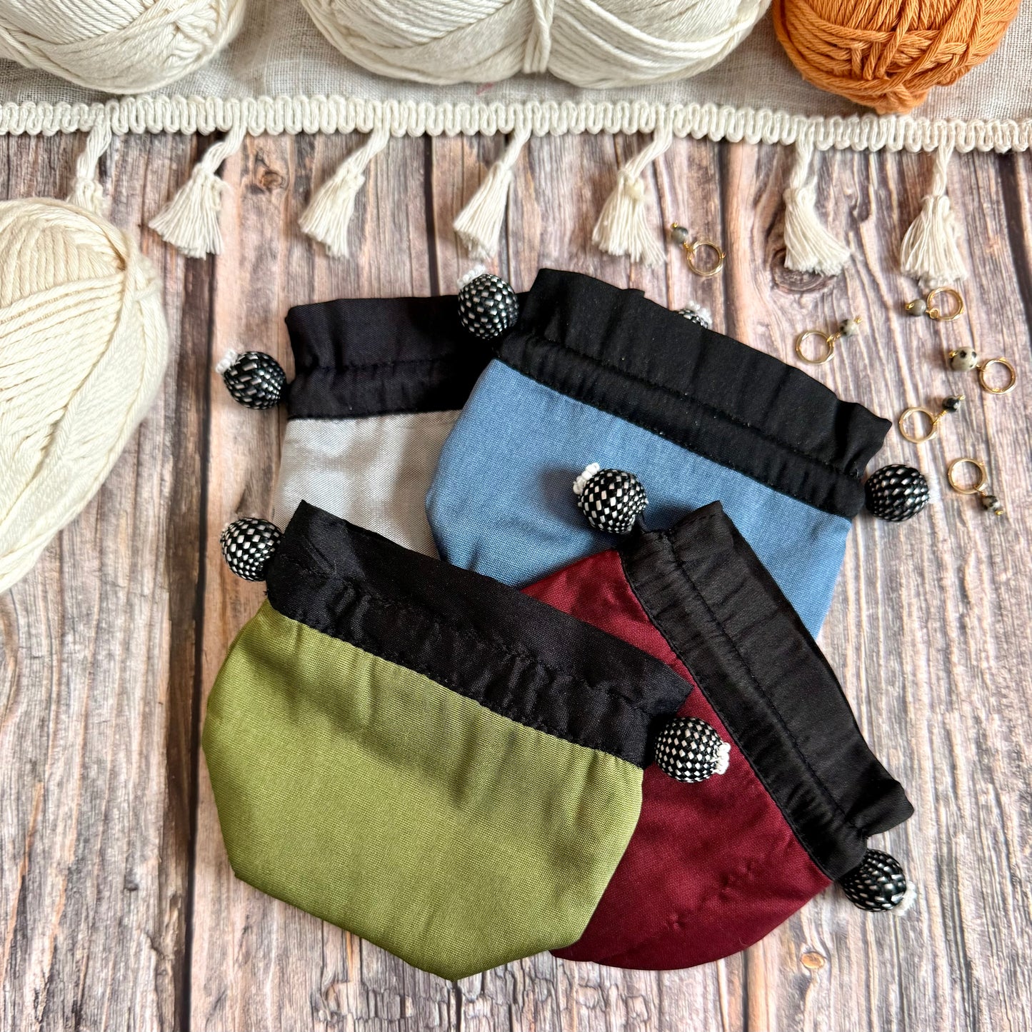 Lantern Moon Stitch Marker Pouch: Silk Blend Available in 4 Colours