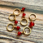 Gold and Carnelian Stitch Markers | Set of 6 Knitting Stitch Markers