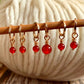 Gold and Carnelian Stitch Markers | Set of 6 Knitting Stitch Markers
