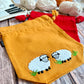 Knitting Project Bag: Lantern Moon Meadow Drawstring Bag, Embroidered Sheep