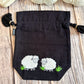 Knitting Project Bag: Lantern Moon Meadow Drawstring Bag, Embroidered Sheep