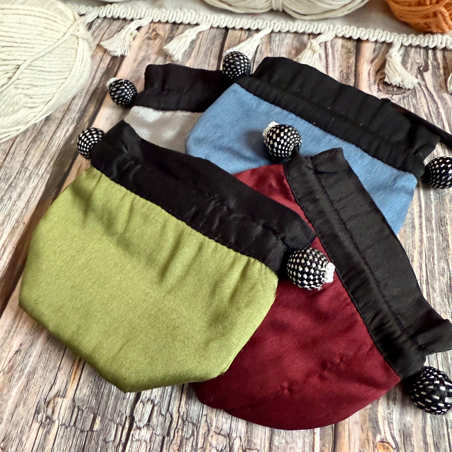 Lantern Moon Stitch Marker Pouch: Silk Blend Available in 4 Colours