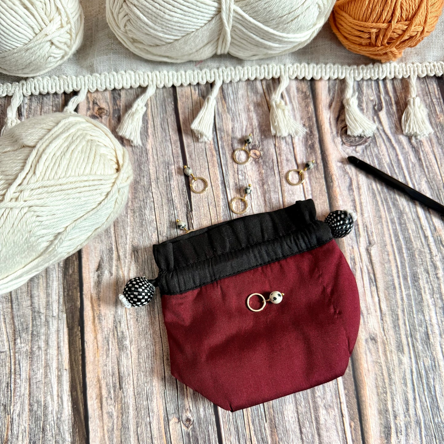 Lantern Moon Stitch Marker Pouch: Silk Blend Available in 4 Colours