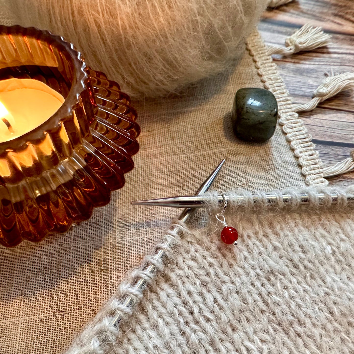 Carnelian Silver Stitch Marker