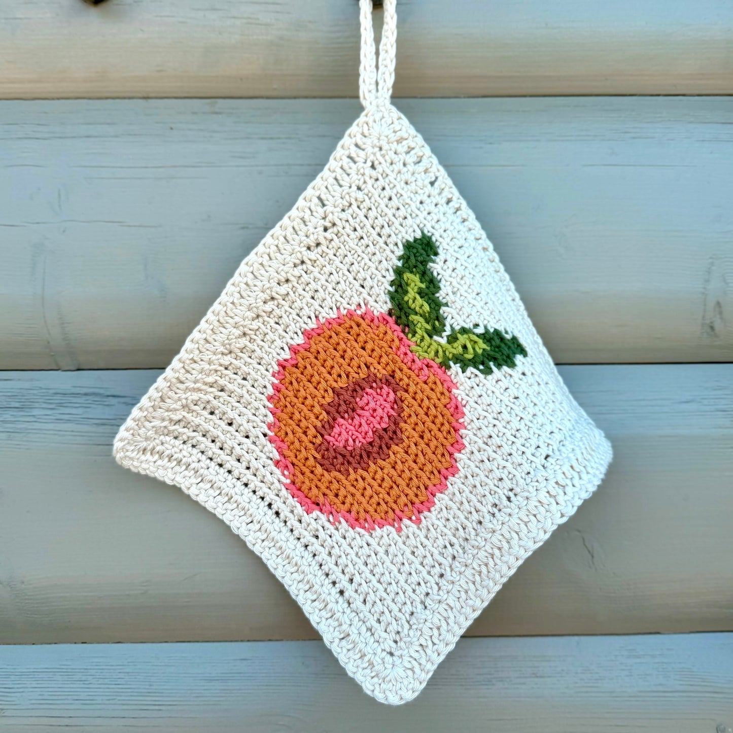 Peachy Clean Summer Dishcloth or Washcloth Tapestry Crochet Pattern (Peach Slice Design)