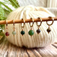 Gold and Indian Agate Stitch Markers | Set of 6 Knitting Stitch Markers