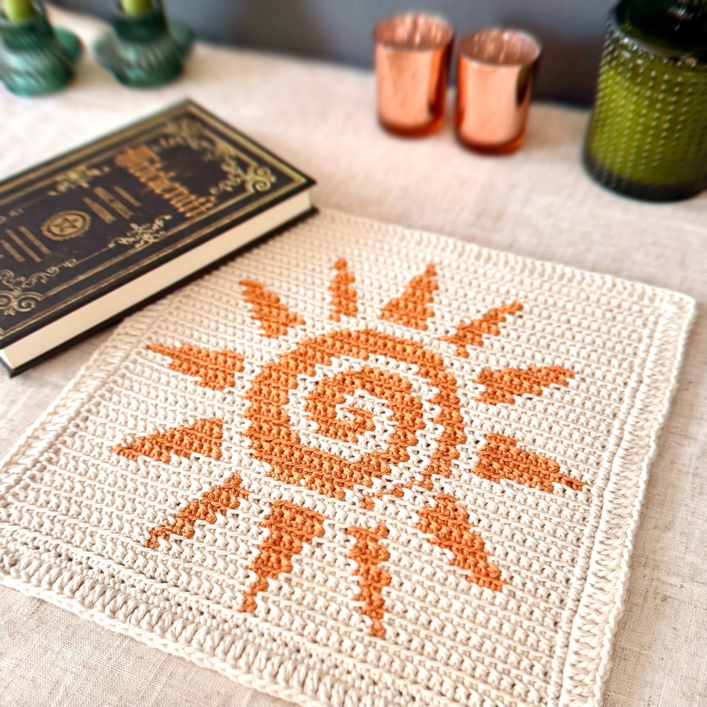 Golden Rays Tapestry Crochet Pattern: Table Mat Pattern