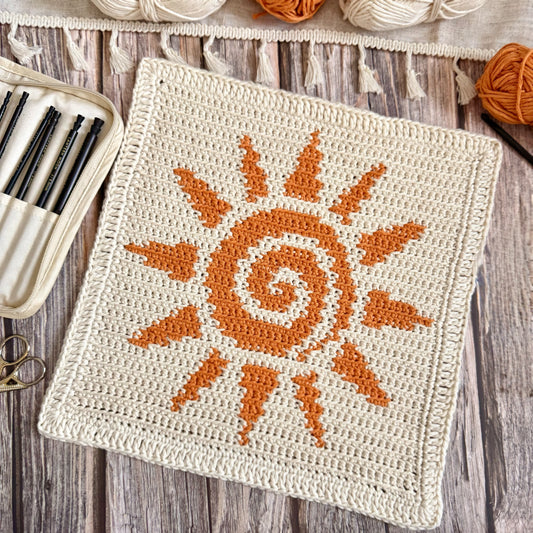 Golden Rays Tapestry Crochet Pattern: Table Mat Pattern