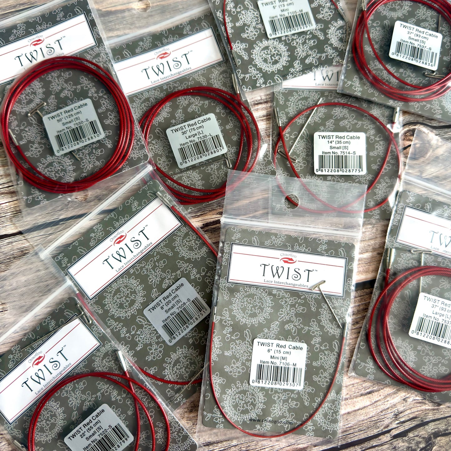 ChiaoGoo TWIST™ Lace Cables, Interchangeable Knitting Cables Mini, Small, Large