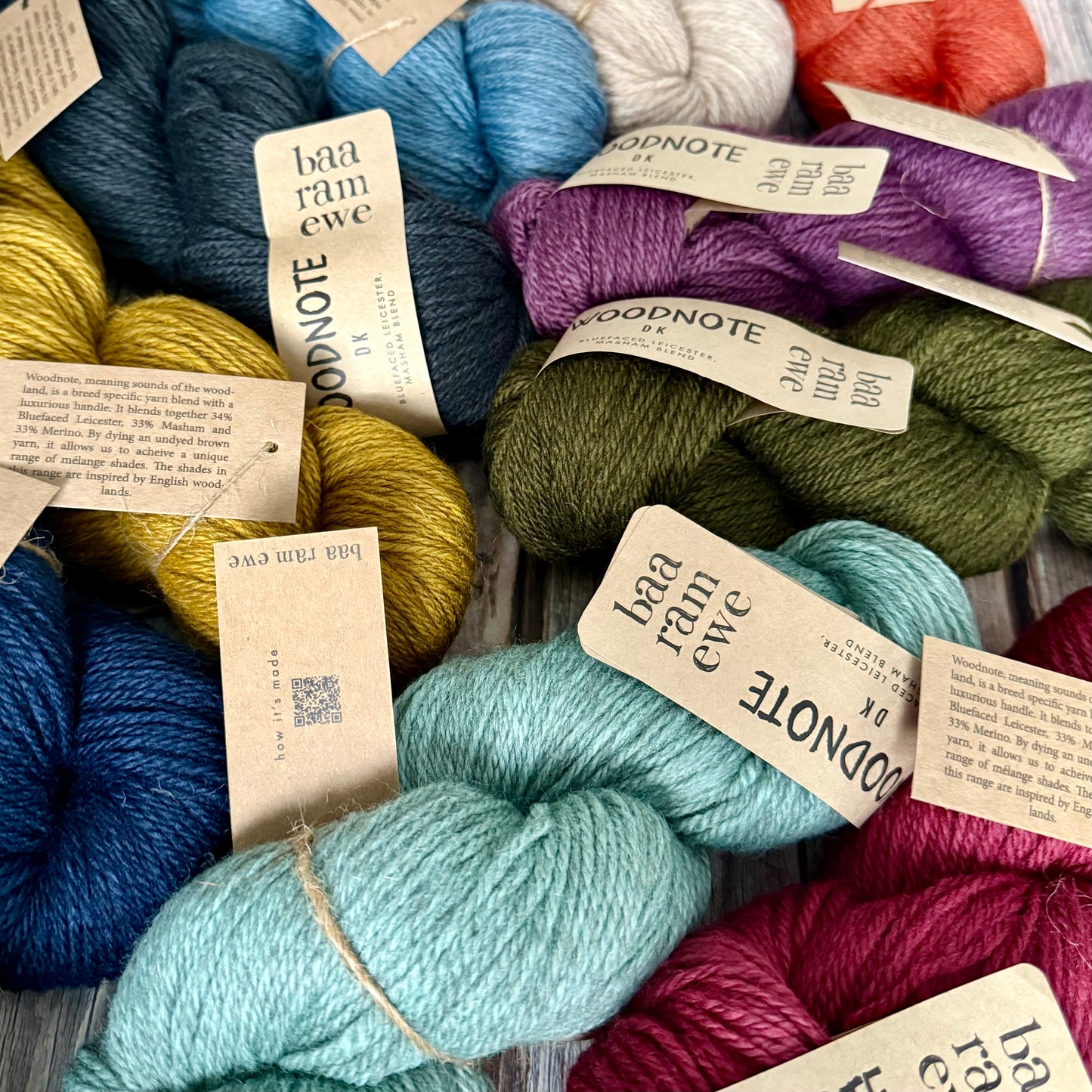 Baa Ram Ewe Woodnote DK, Bluefaced Leicester Masham Merino Yarn, British Wool Blend