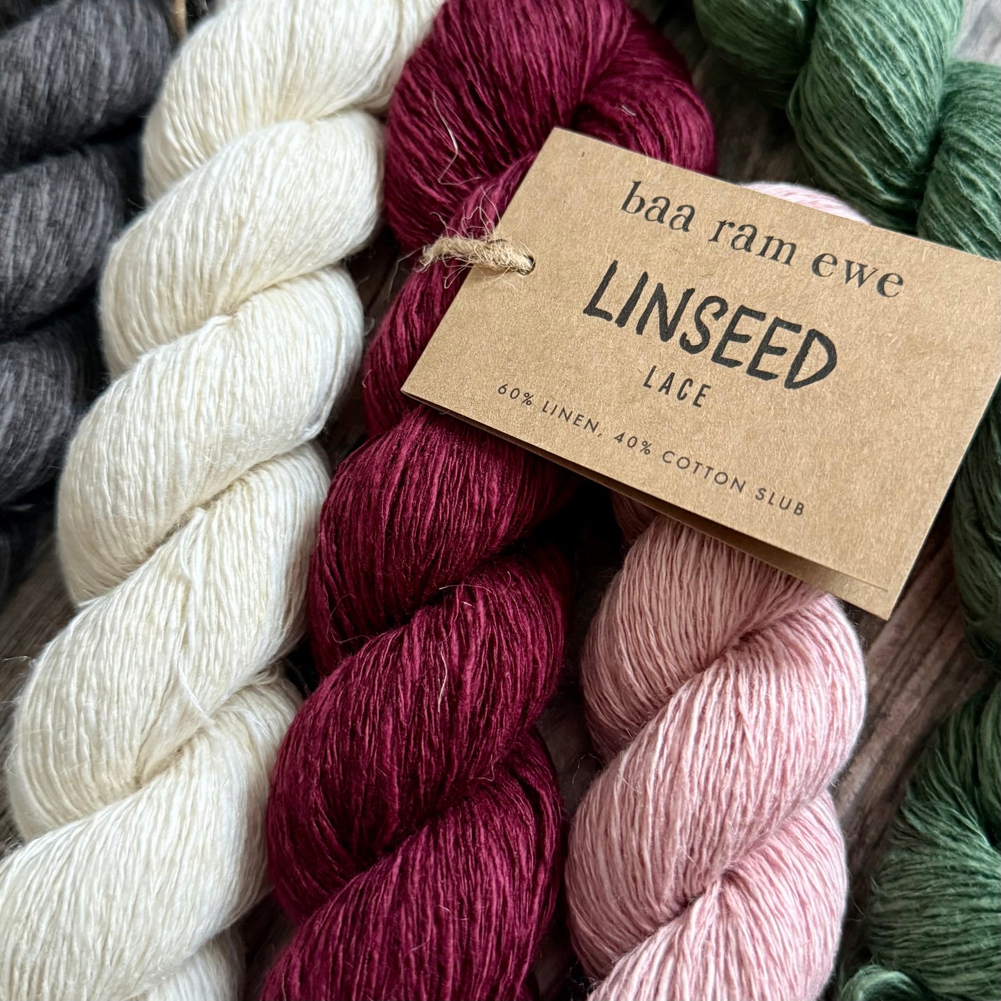 Linseed Linen Yarn by Baa Ram Ewe, 50g Lace Weight, Linen & Cotton, Plant-Based Yarn