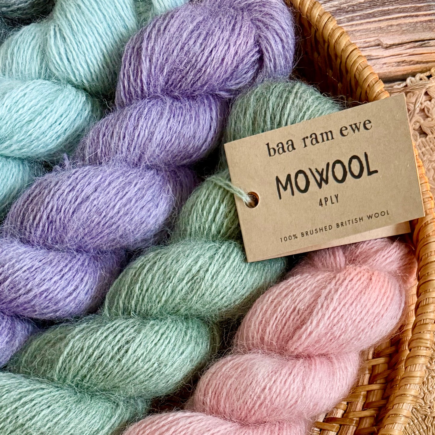Baa Ram Ewe Mowool Brushed British Yarn, 4ply Yarn 50g
