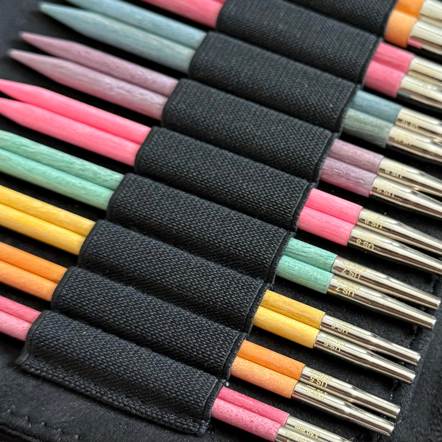 Lykke Colour interchangeable knitting needle set in birch wood with colourful tips and cords in a case