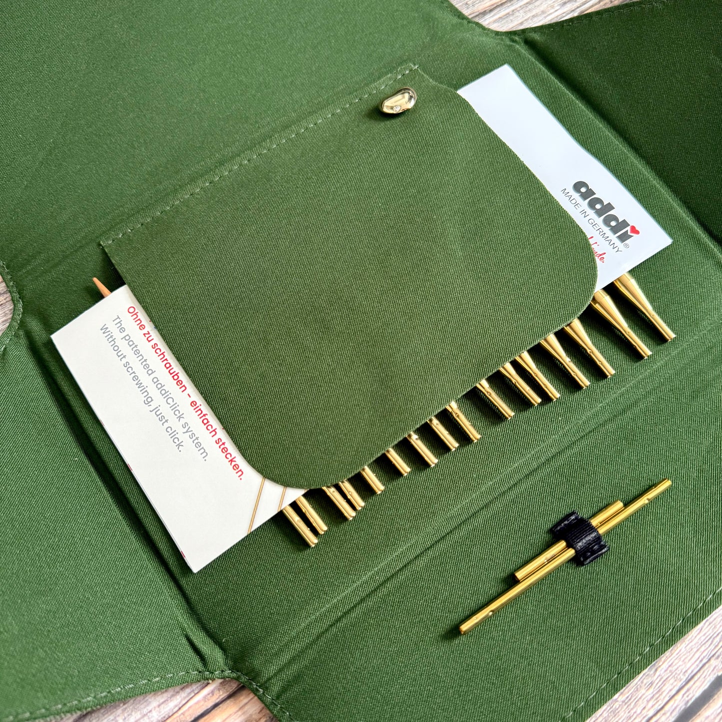 AddiNature Click Interchangeable Knitting Needle Set 3.5–8mm, Olive Wood Tips, addiClick System