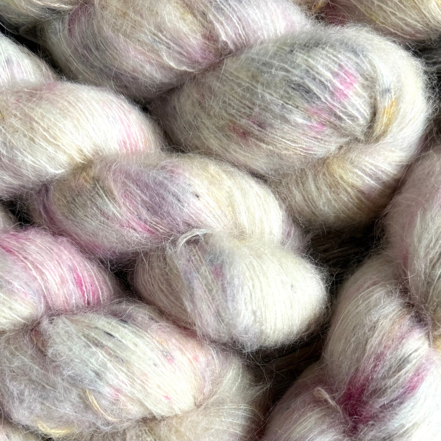 Hand Dyed Suri Fluffy Lace Yarn, Baby Suri Alpaca and Mulberry Silk 50g, Zakami