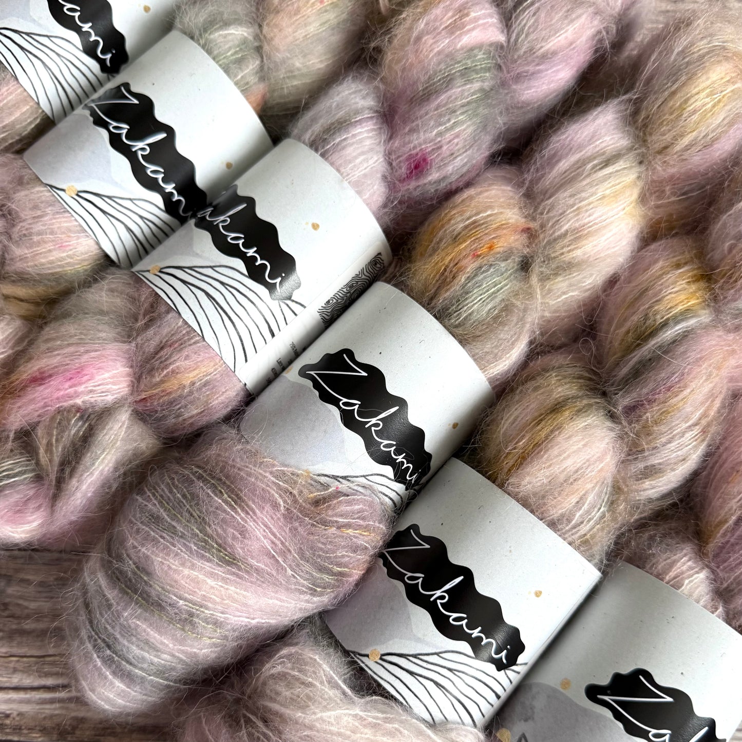 Hand Dyed Suri Fluffy Lace Yarn, Baby Suri Alpaca and Mulberry Silk 50g, Zakami