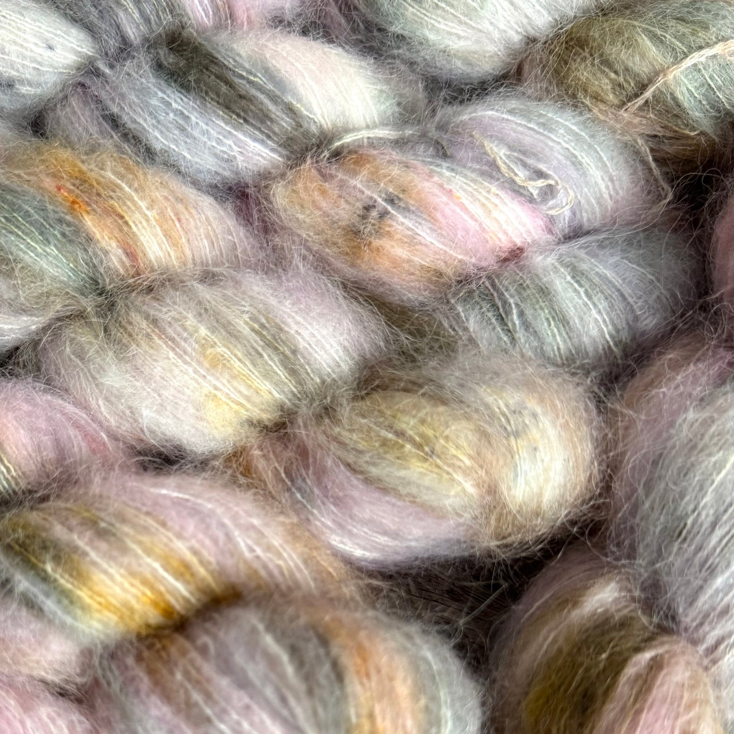 Hand Dyed Suri Fluffy Lace Yarn, Baby Suri Alpaca and Mulberry Silk 50g, Zakami
