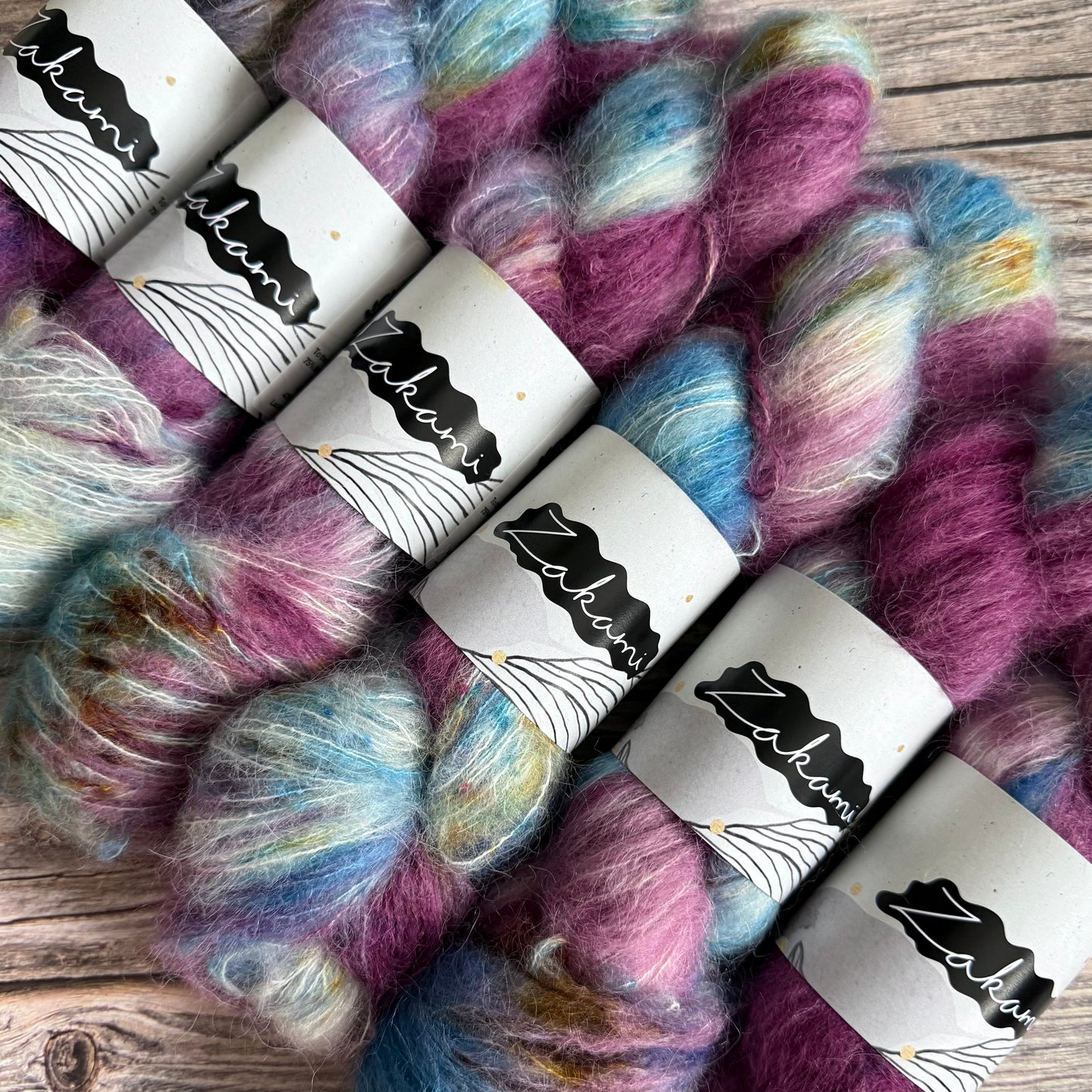Hand Dyed Suri Fluffy Lace Yarn, Baby Suri Alpaca and Mulberry Silk 50g, Zakami