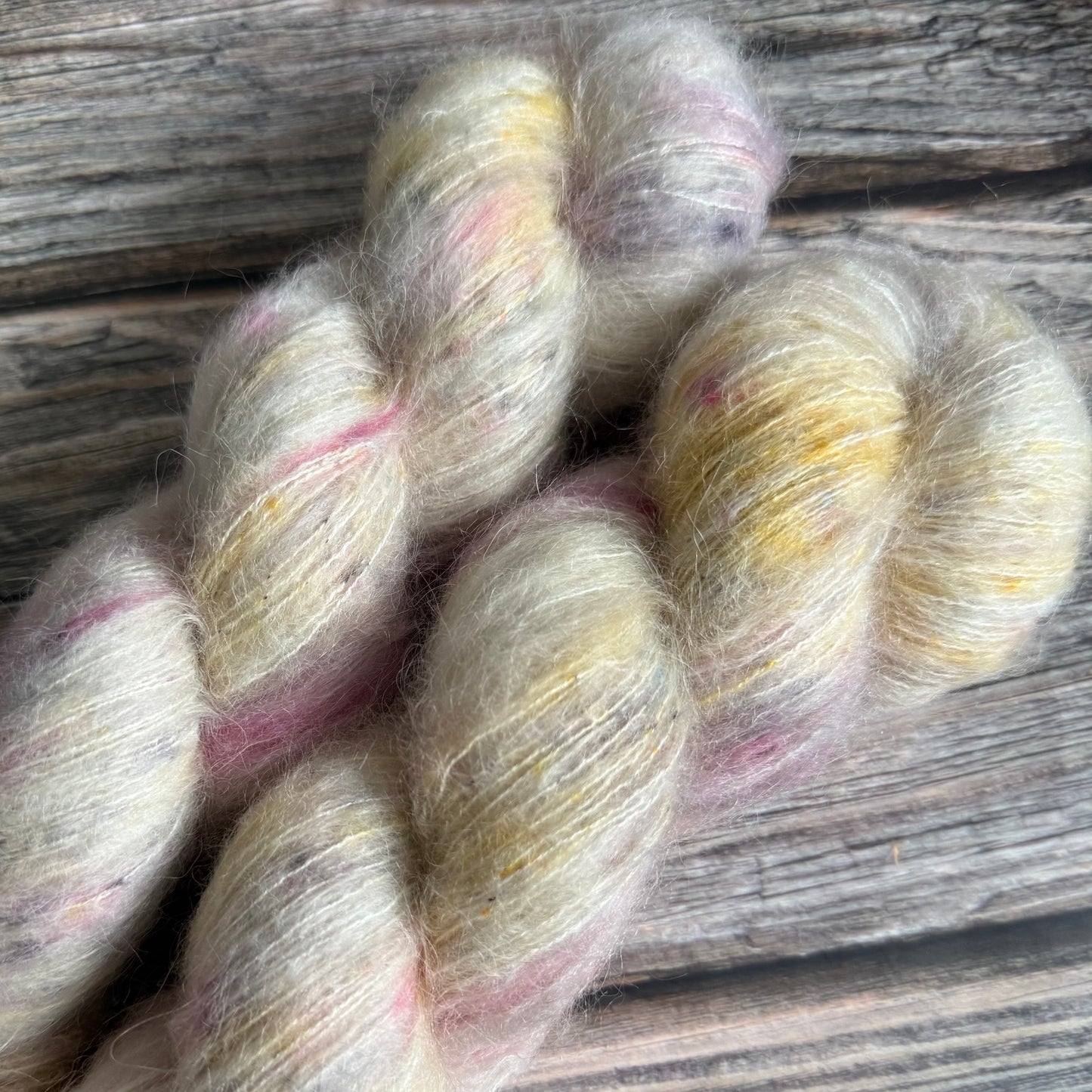 Hand Dyed Suri Fluffy Lace Yarn, Baby Suri Alpaca and Mulberry Silk 50g, Zakami