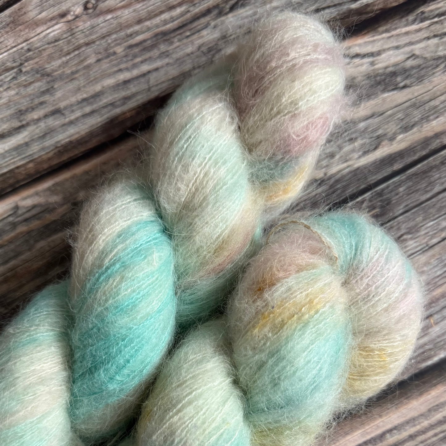 Hand Dyed Suri Fluffy Lace Yarn, Baby Suri Alpaca and Mulberry Silk 50g, Zakami