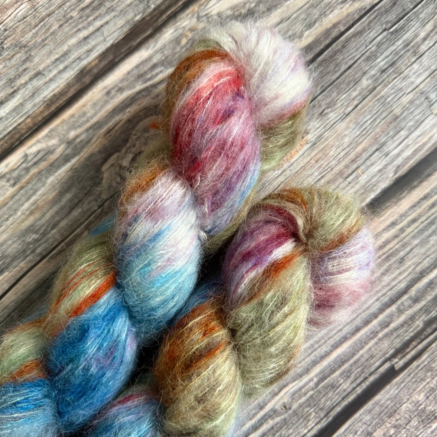 Hand Dyed Suri Fluffy Lace Yarn, Baby Suri Alpaca and Mulberry Silk 50g, Zakami