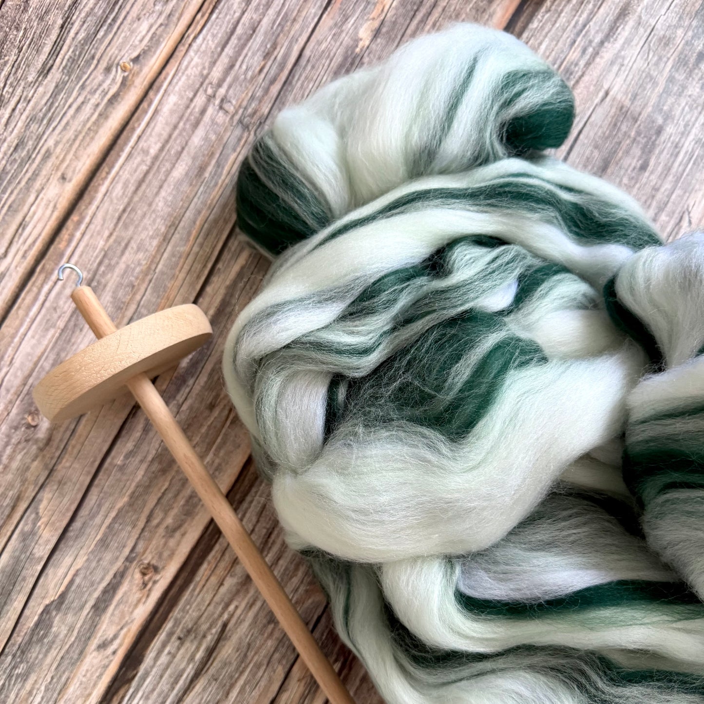 Merino Wool Top, "Forest Walk" Green Blend, 100g