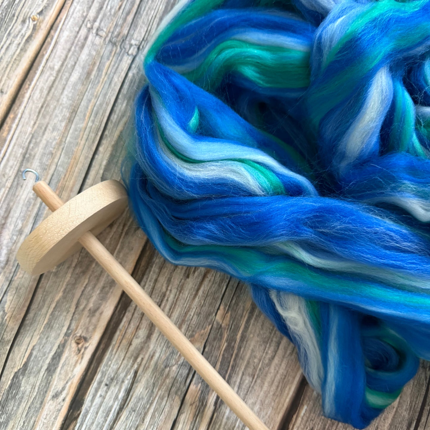 Merino Wool Top, "Coastal Vibes" Blue & Green Blend, 100g