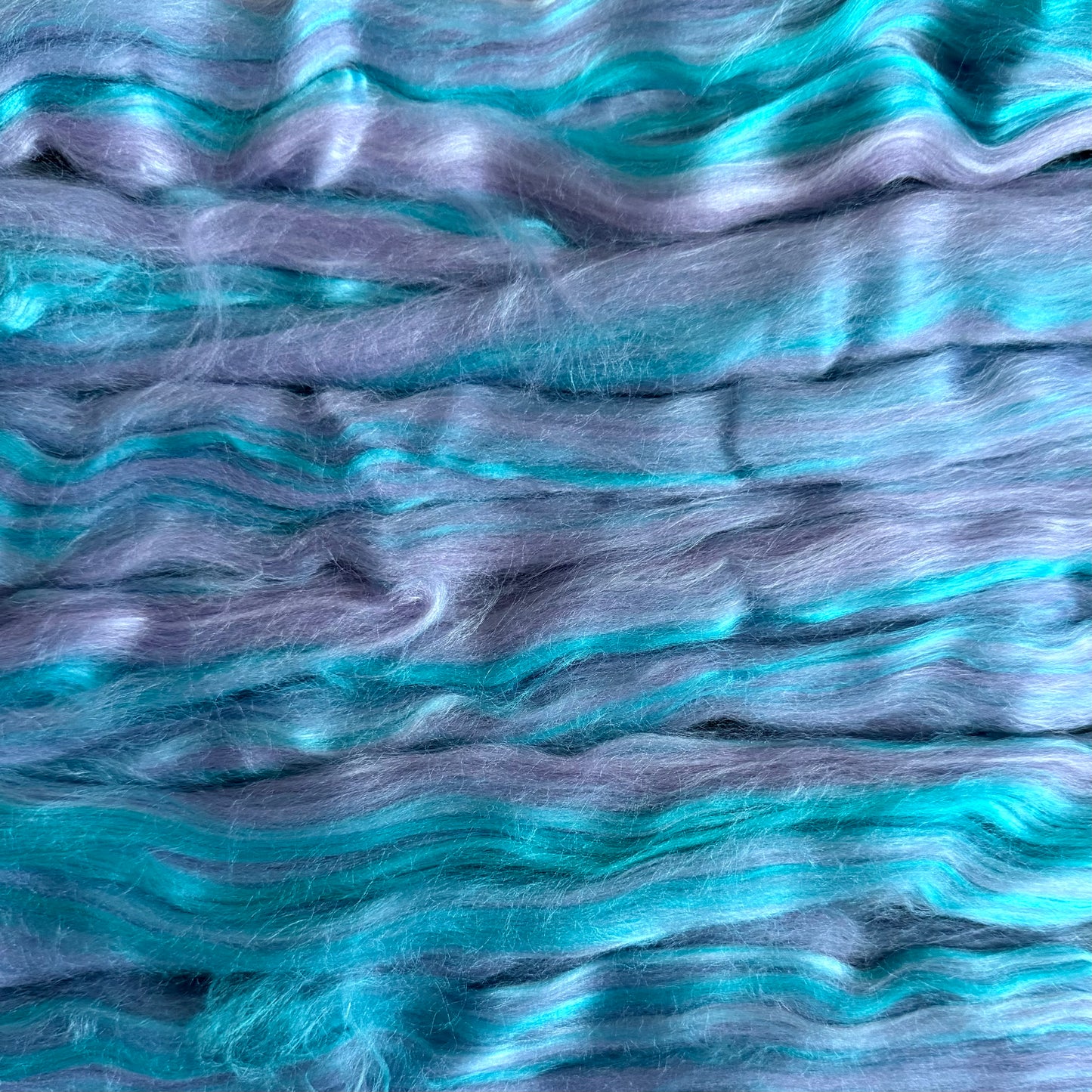 Merino and Bamboo Fibre Top, "Aurora" Purple and Blue Blend, 100g