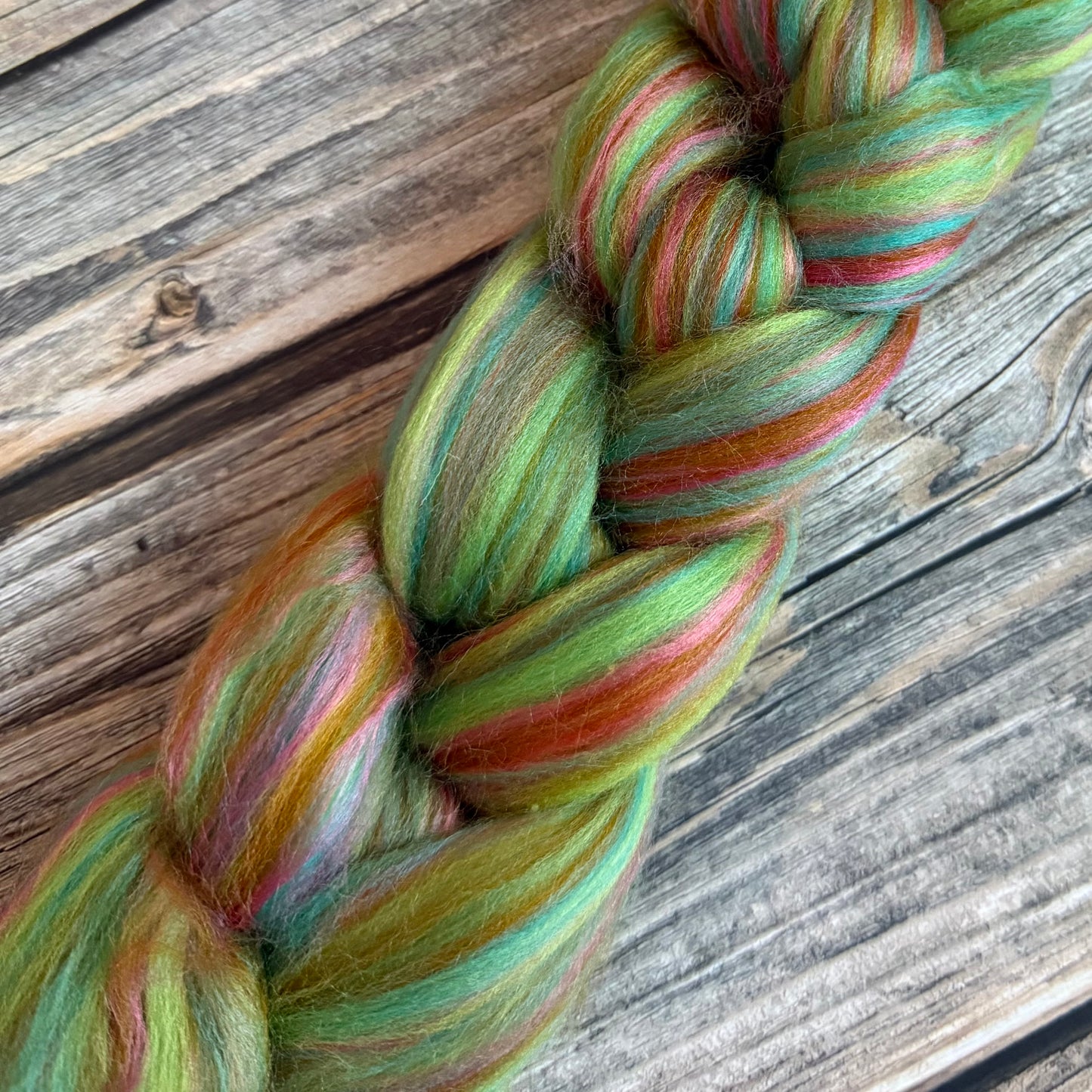 Merino & Bamboo Fibre Top, 100g Braid, Hedgerow Blend for Spinning, Felting and Weaving
