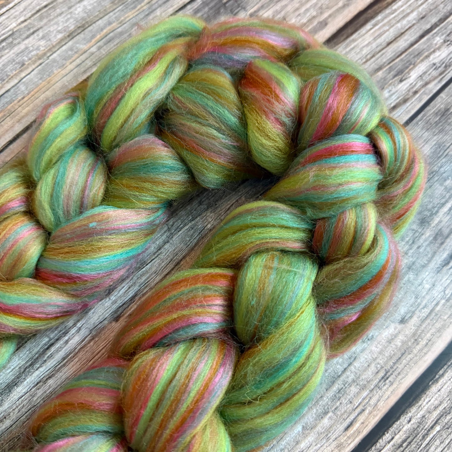 Merino & Bamboo Fibre Top, 100g Braid, Hedgerow Blend for Spinning, Felting and Weaving