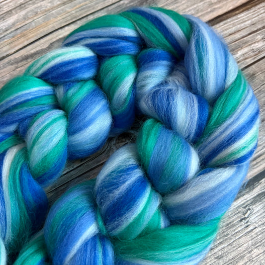Merino Wool Top, "Coastal Vibes" Blue & Green Blend, 100g