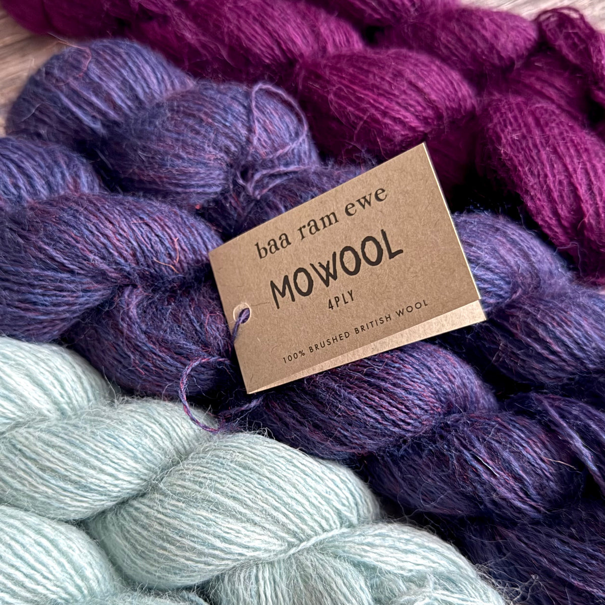 Baa Ram Ewe Mowool Brushed British Yarn, 4ply Yarn 50g