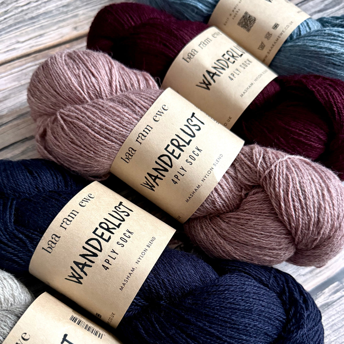Wanderlust by Baa Ram Ewe, 100g Masham & Nylon Blend Sock Yarn
