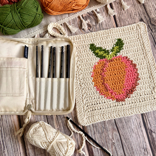Peachy Clean Summer Dishcloth or Washcloth Tapestry Crochet Pattern (Whole Peach Design)