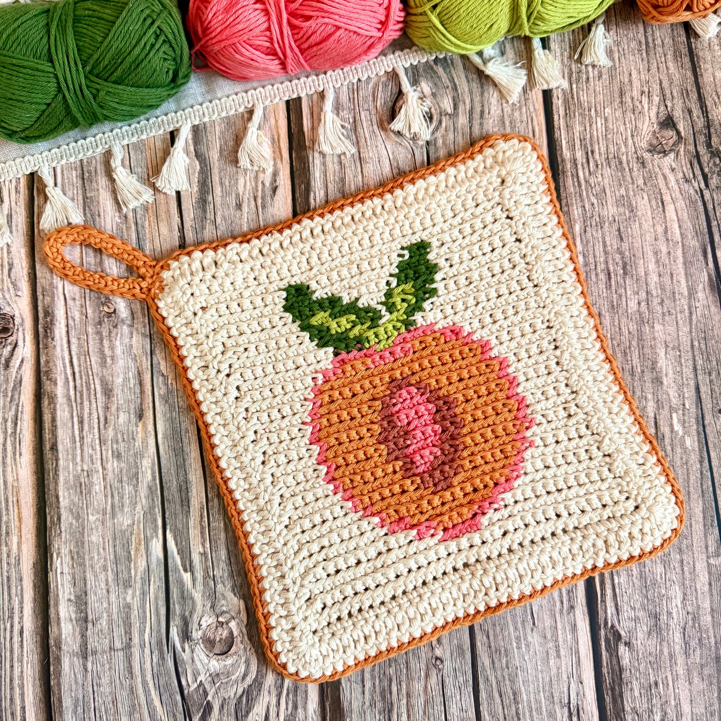 Just Peachy Potholder or Trivet Crochet Pattern