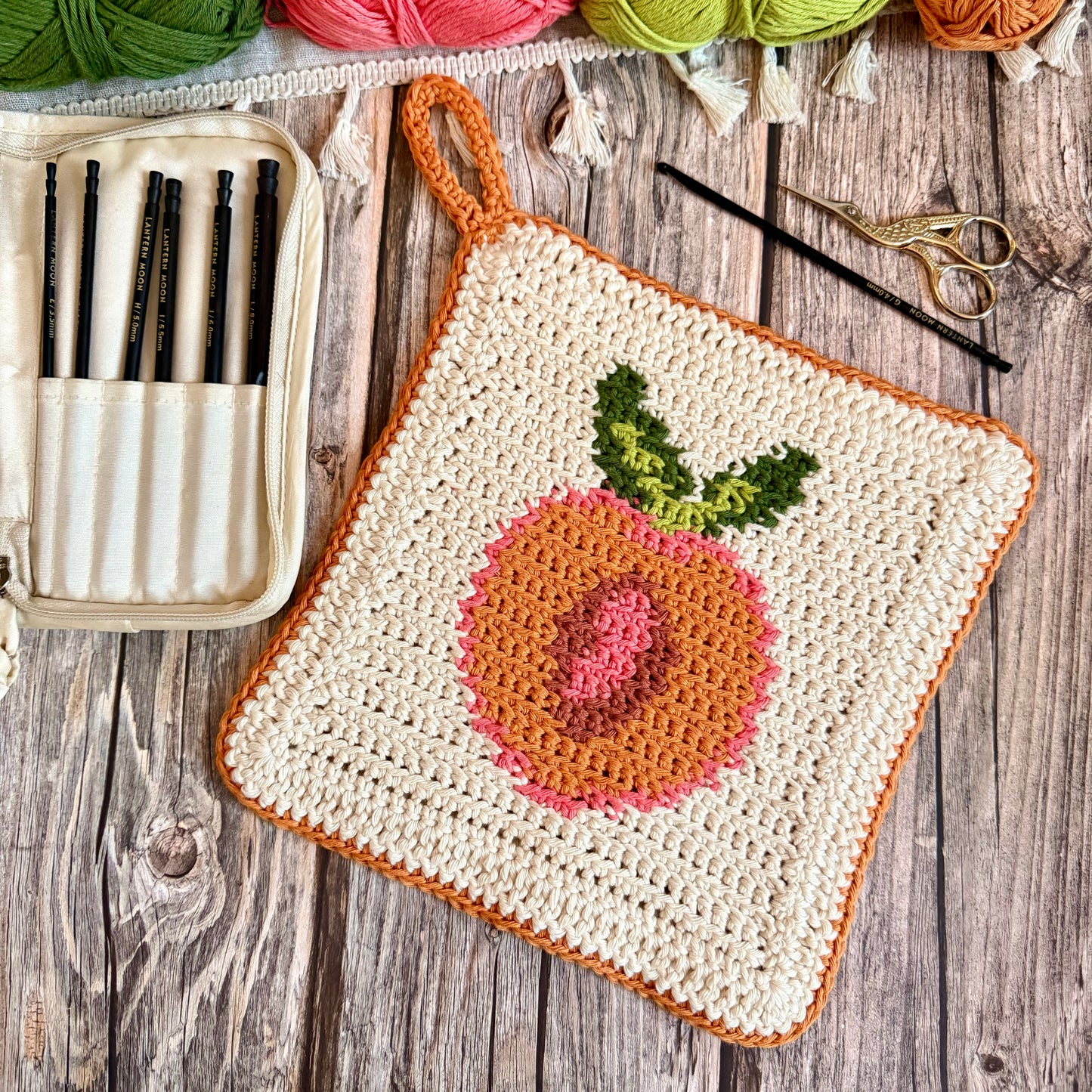 Just Peachy Potholder or Trivet Crochet Pattern