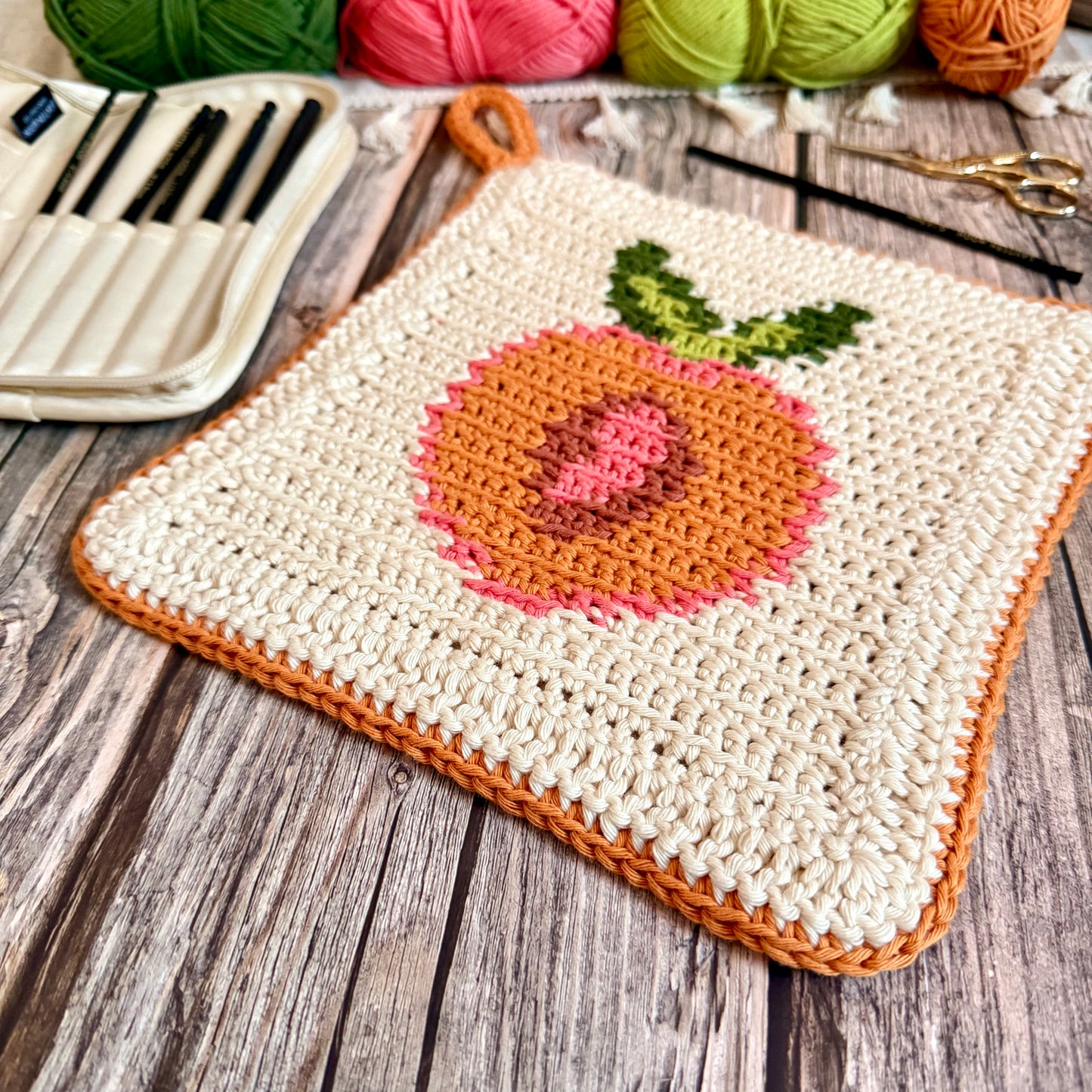Just Peachy Potholder or Trivet Crochet Pattern
