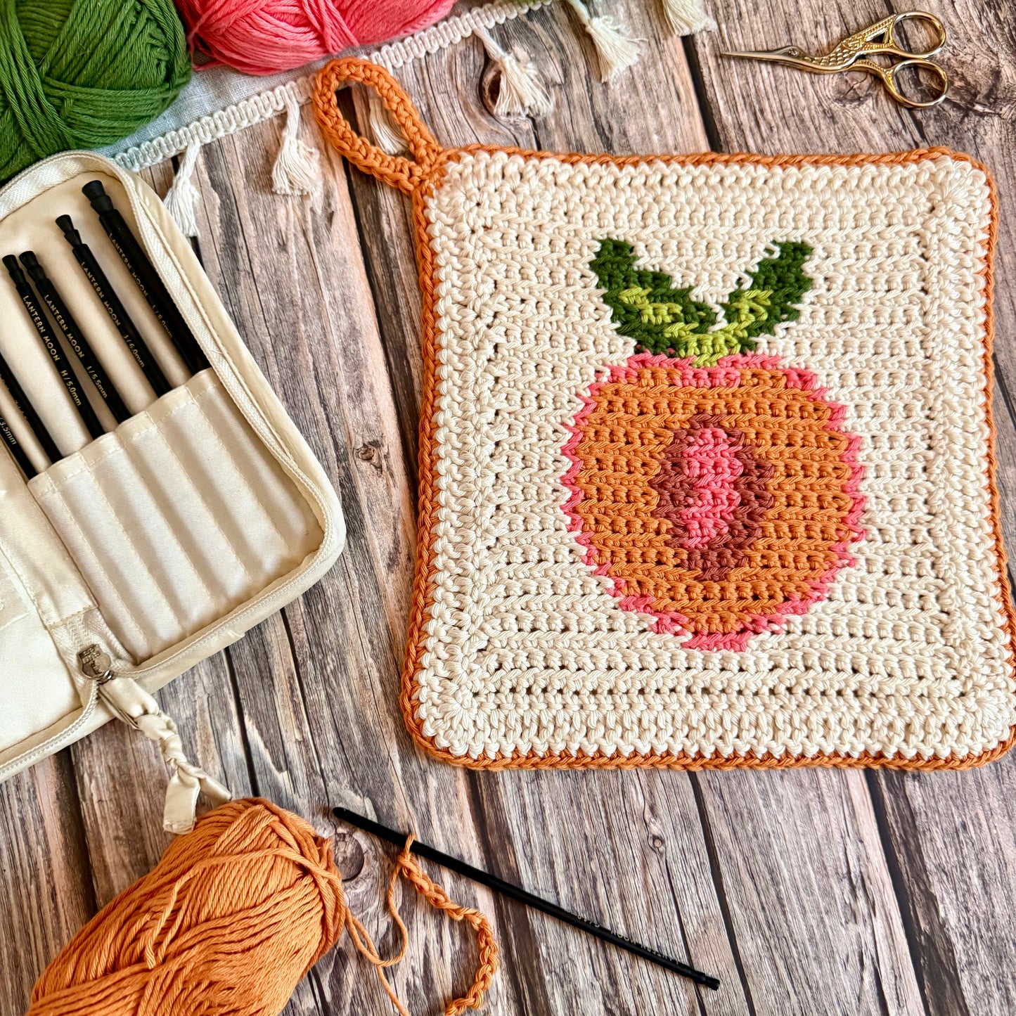 Just Peachy Potholder or Trivet Crochet Pattern