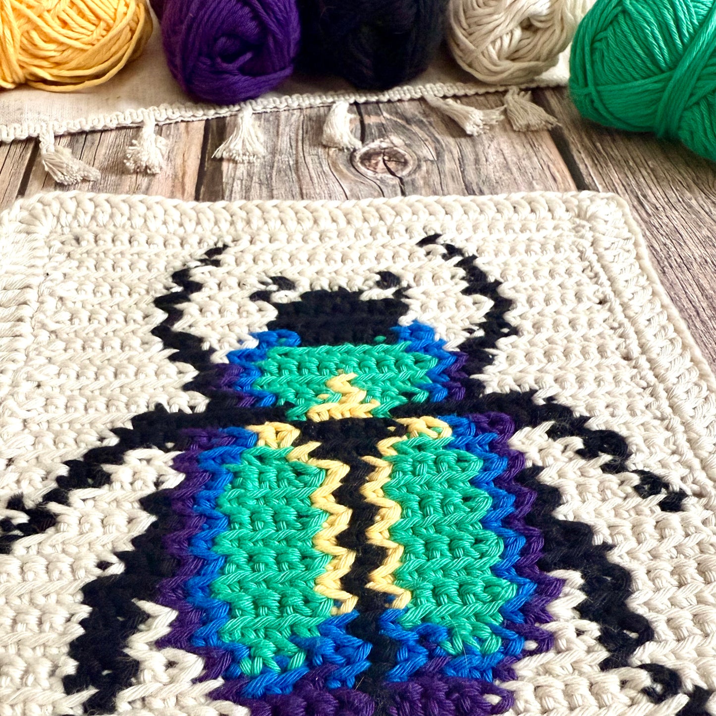 Scarab Beetle Tapestry Crochet Pattern: Dishcloth or Washcloth Pattern