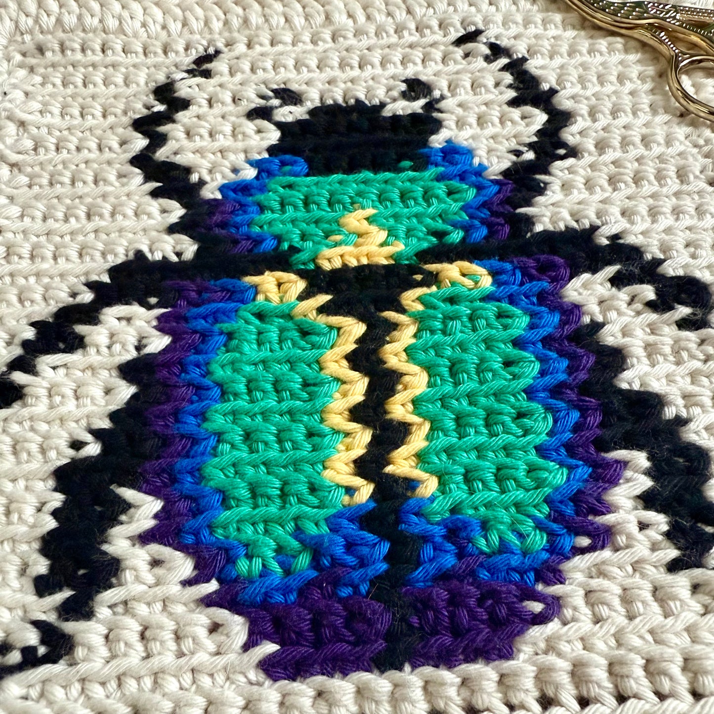 Scarab Beetle Tapestry Crochet Pattern: Dishcloth or Washcloth Pattern