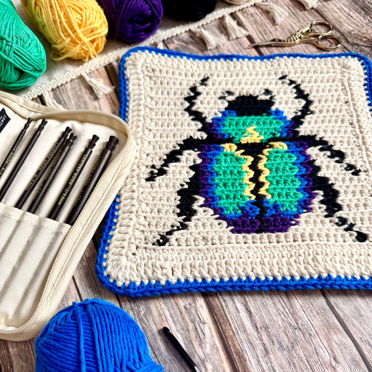 Scarab Beetle Tapestry Crochet Pattern: Potholder or Trivet Pattern