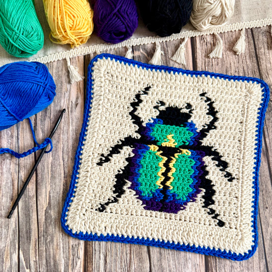 Scarab Beetle Tapestry Crochet Pattern: Potholder or Trivet Pattern