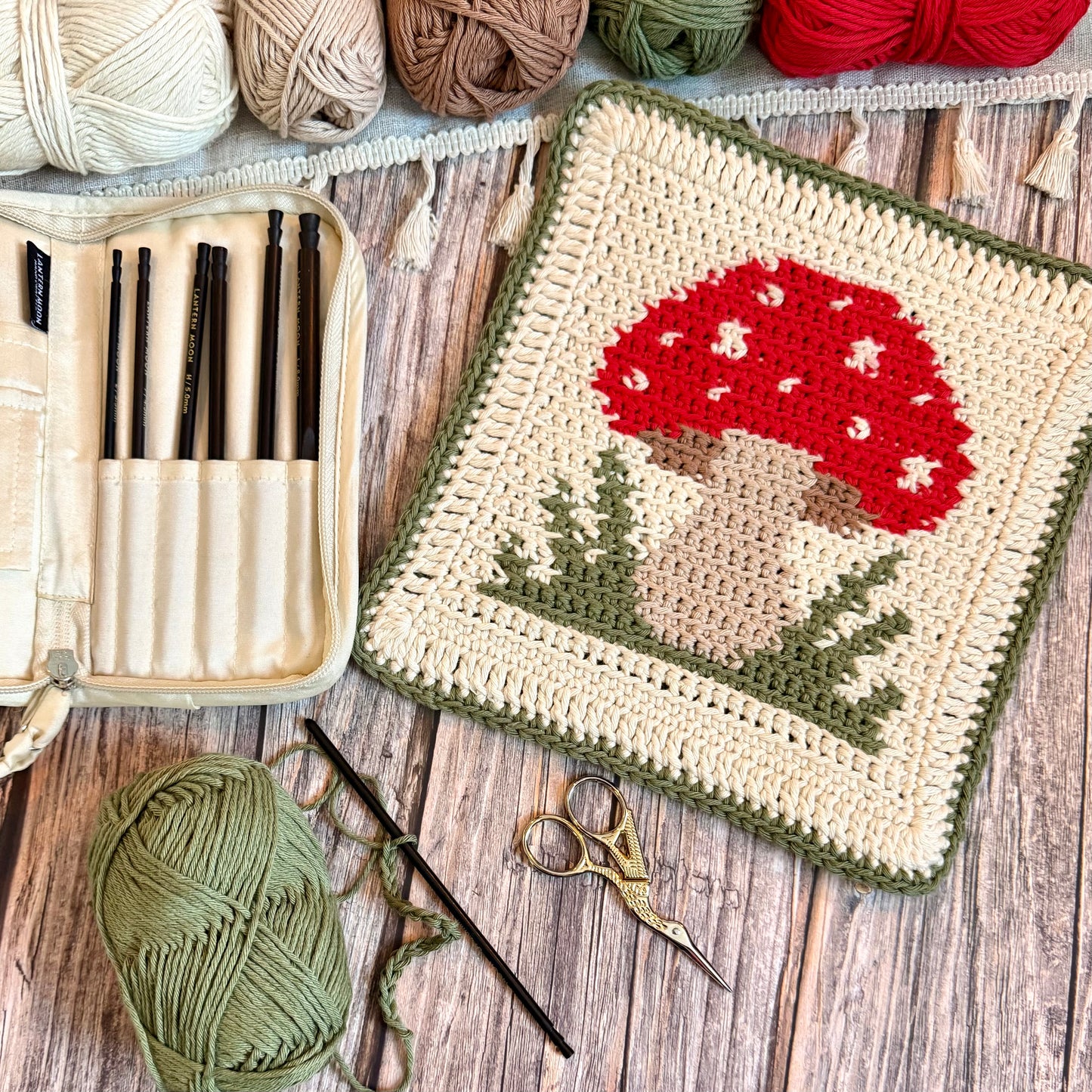 Toadstool Tapestry Crochet Pattern: Potholder or Trivet Pattern