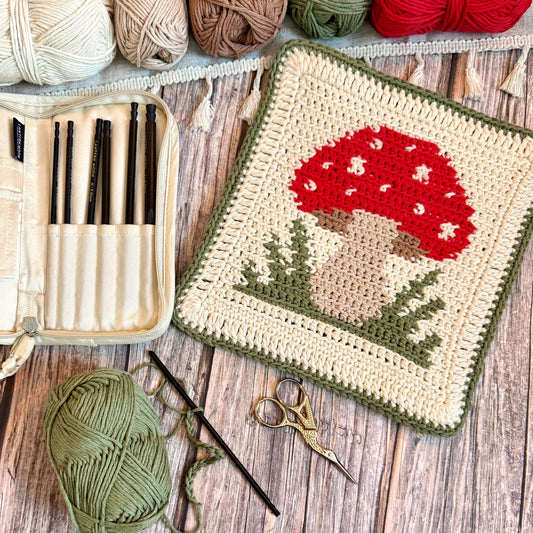 Toadstool Tapestry Crochet Pattern: Potholder or Trivet Pattern