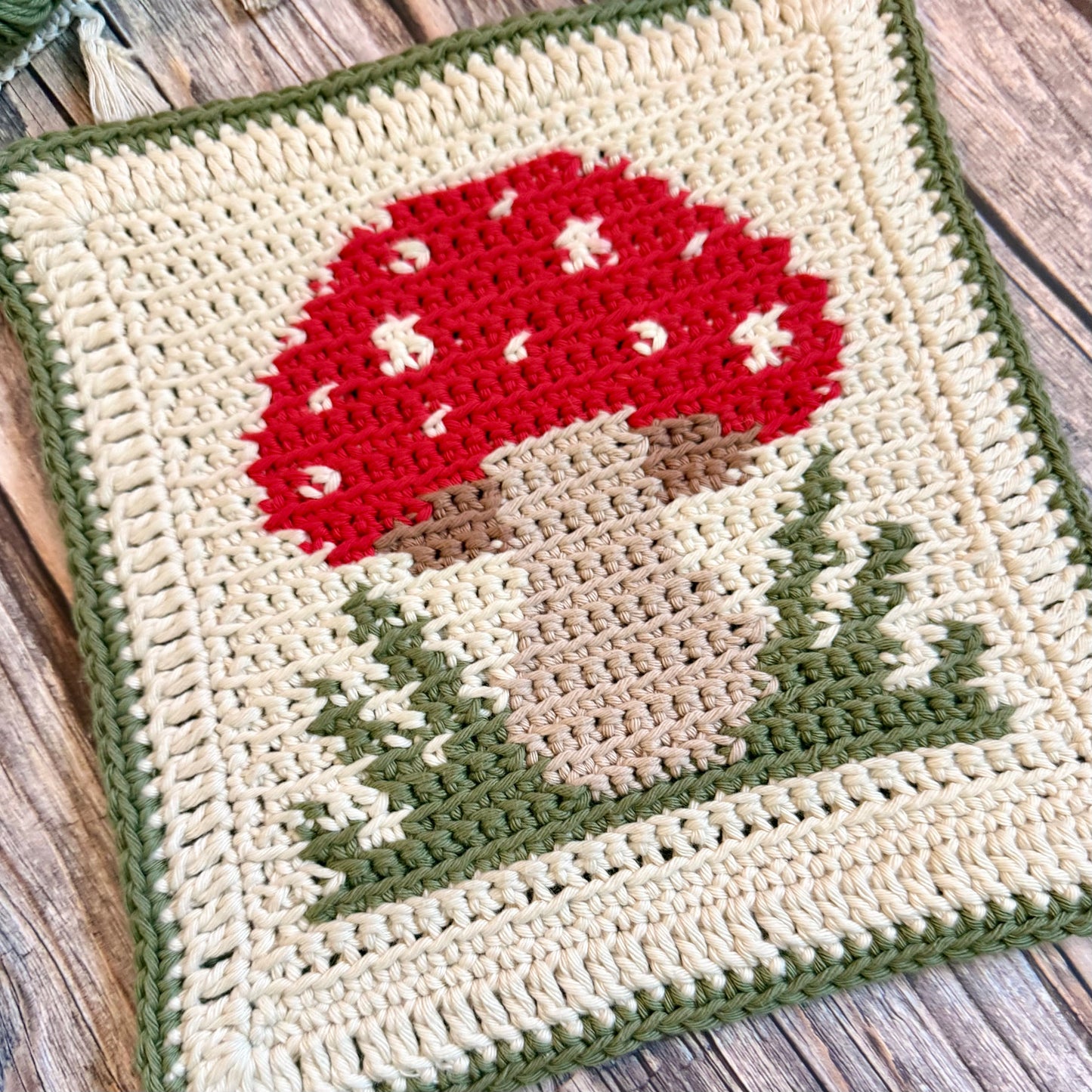 Toadstool Tapestry Crochet Pattern: Potholder or Trivet Pattern