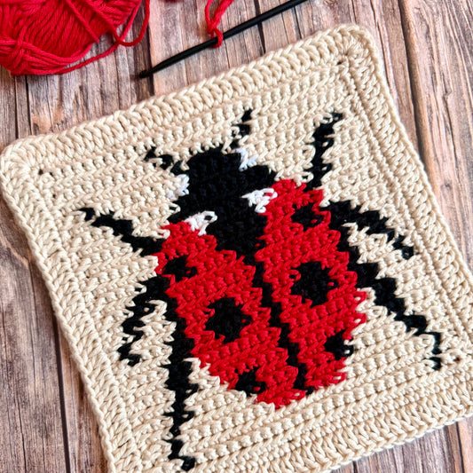 Ladybird Tapestry Crochet Pattern: Dishcloth or Washcloth Ladybug Pattern