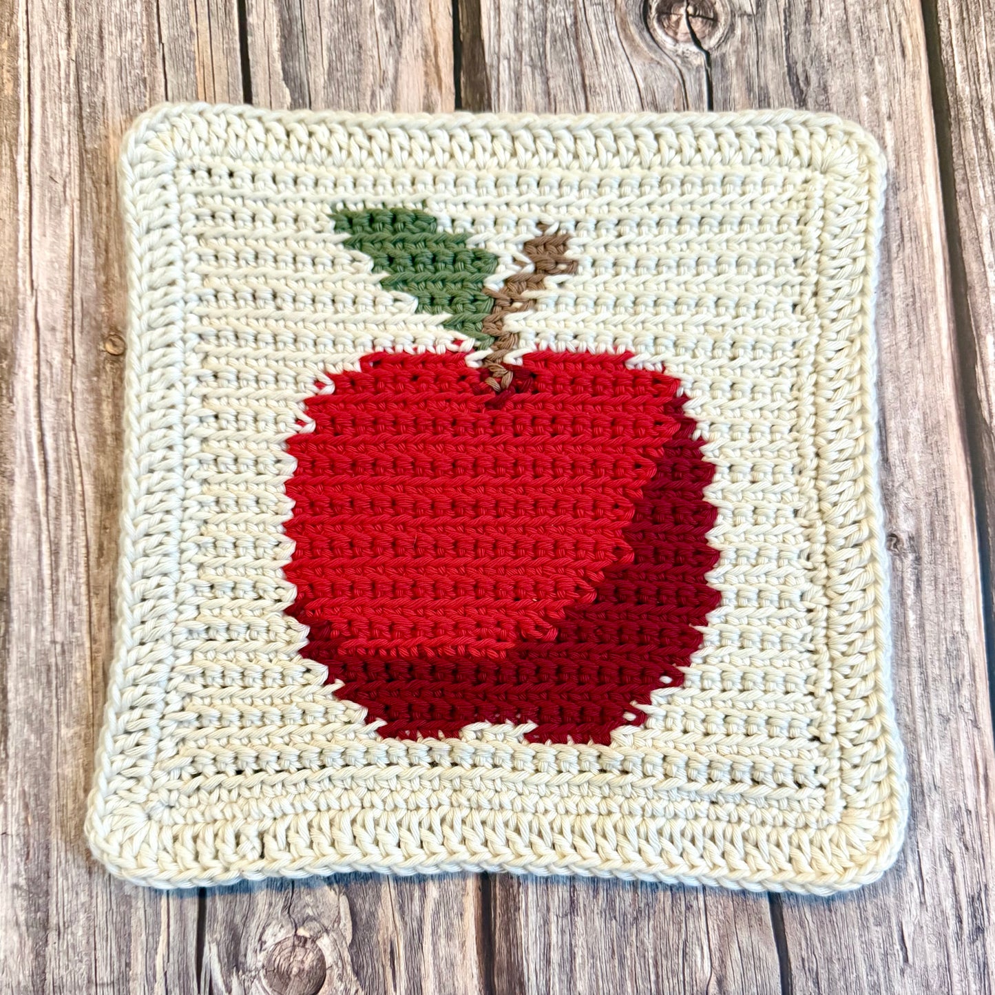 Apple Tapestry Crochet Pattern: Dishcloth or Washcloth Pattern